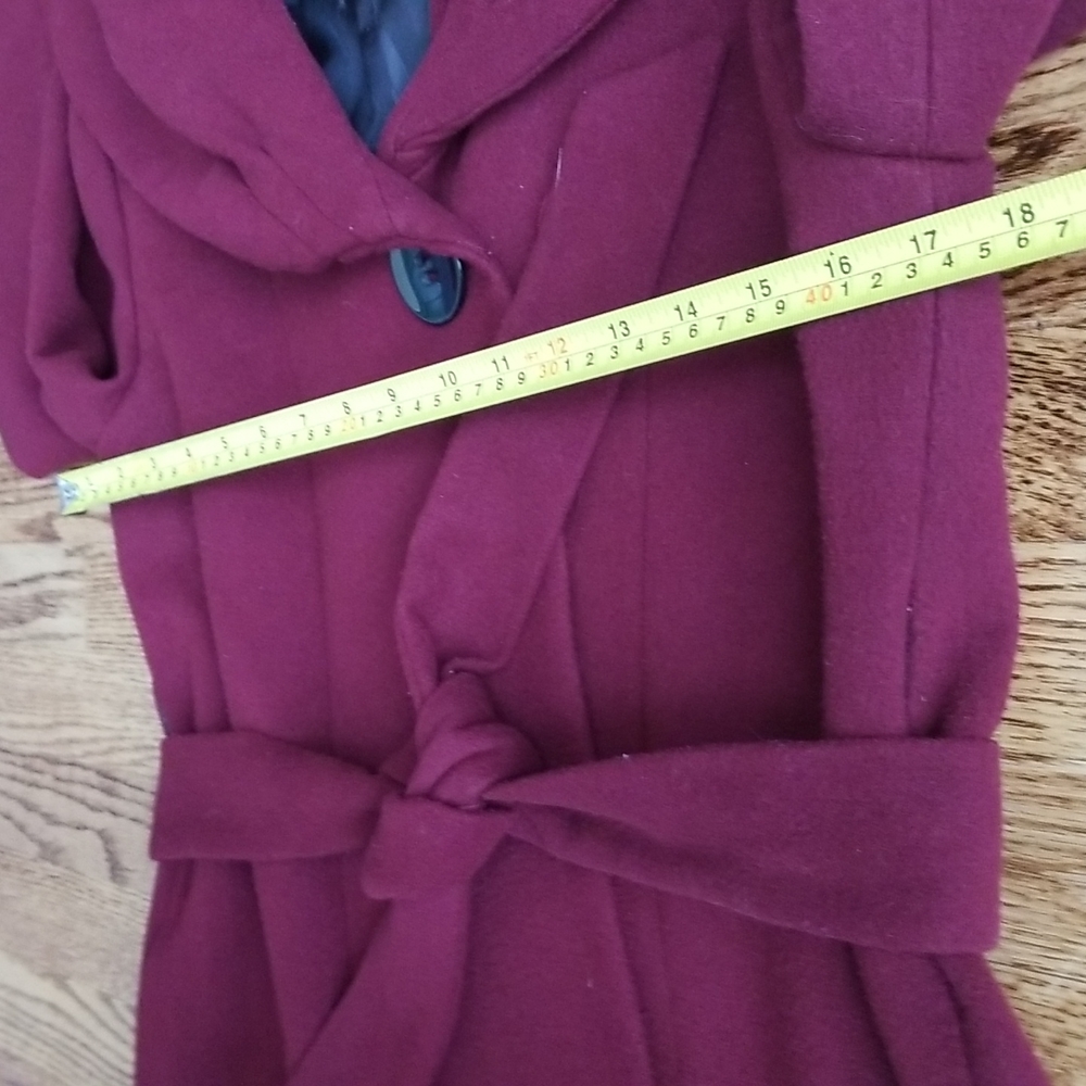 (6) Cleo Petites Thick Burgundy Jacket β€ Fall β€ Viscose Blend β€ Trench Cozy - Picture 6 of 10